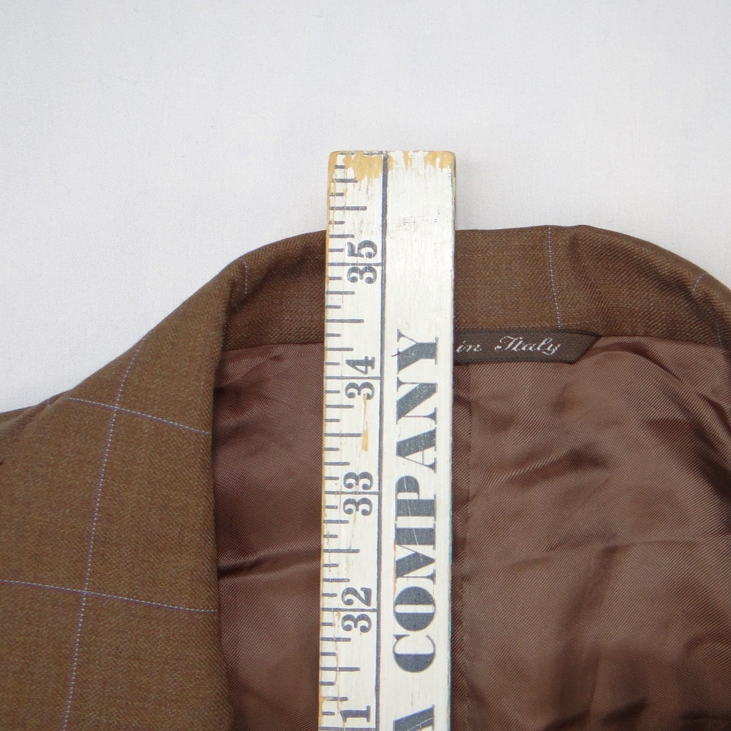 Canali Mens Brown Windowpane Wool Blazer Sport Coat Made in Italy 42R 43R