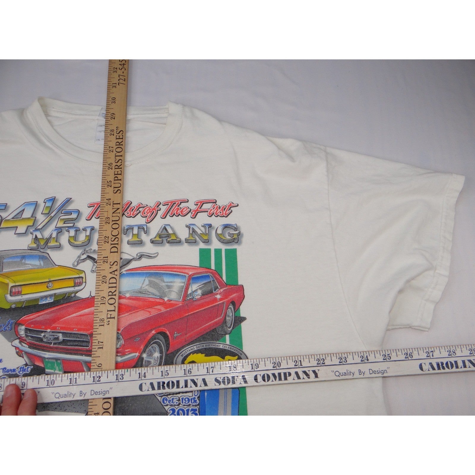 White Gildan Ultra Cotton 64 1/2 The 1st of The First Mustang T Shirt Size 2XL