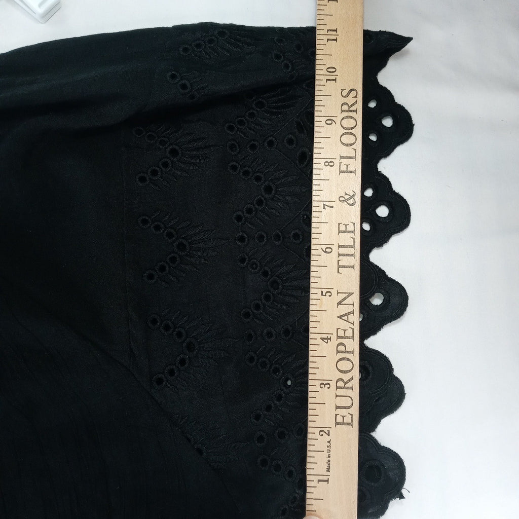 Chelsea Theodore Woman Plus Size 1X TG Black Lace Neck Flutter Sleeve Top