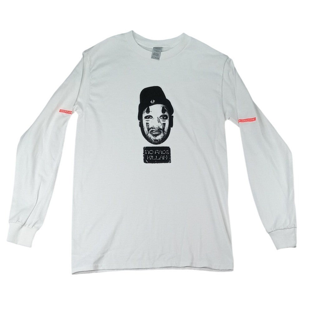 Gildan White Long Sleeve Graphic T Shirt Mens Size S "No Face Killah" Print