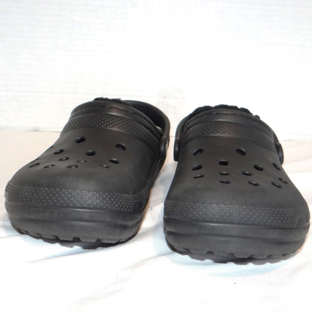 Crocs Kids Classic Lined Clog Black Faux Fur Fuzzy Slip On Shoes Kids Size 13