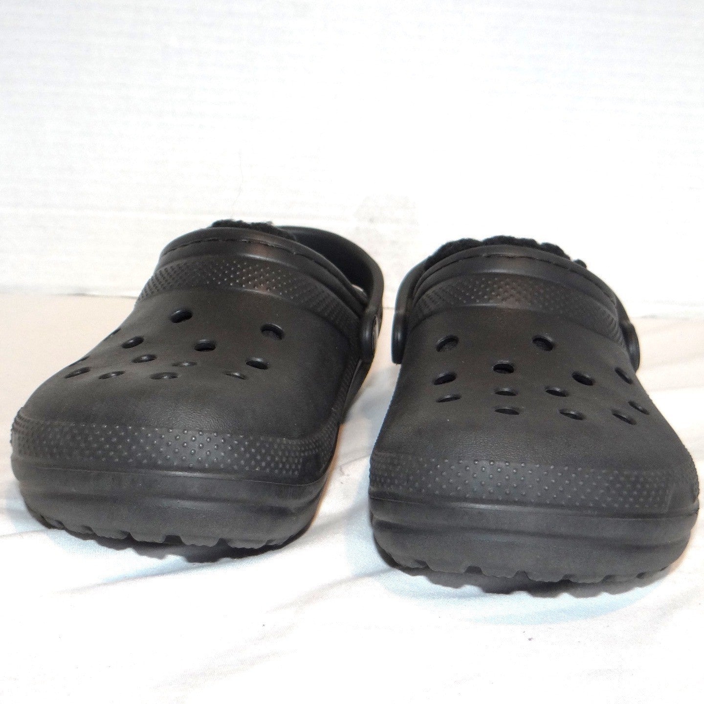 Crocs Kids Classic Lined Clog Black Faux Fur Fuzzy Slip On Shoes Kids Size 13