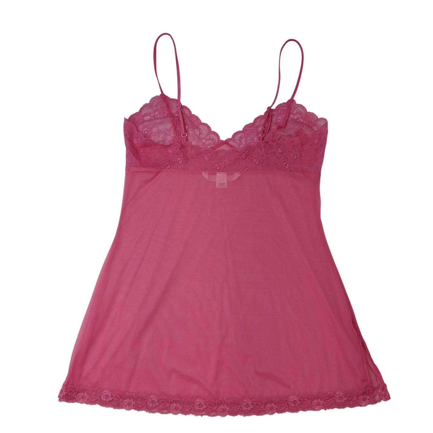 Victoria's Secret Pink Lace Trim Sheer Babydoll Chemise Lingerie Size M