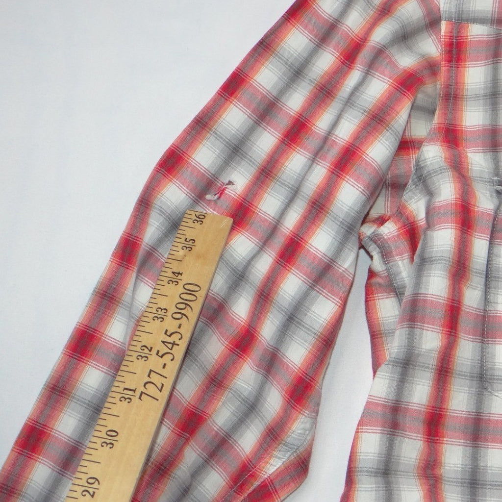 Lucky Brand Mens Red Plaid Western Pearl Snap Long Sleeve Shirt Medium