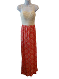 Chic Coral Maxi Dress with Lace Detail