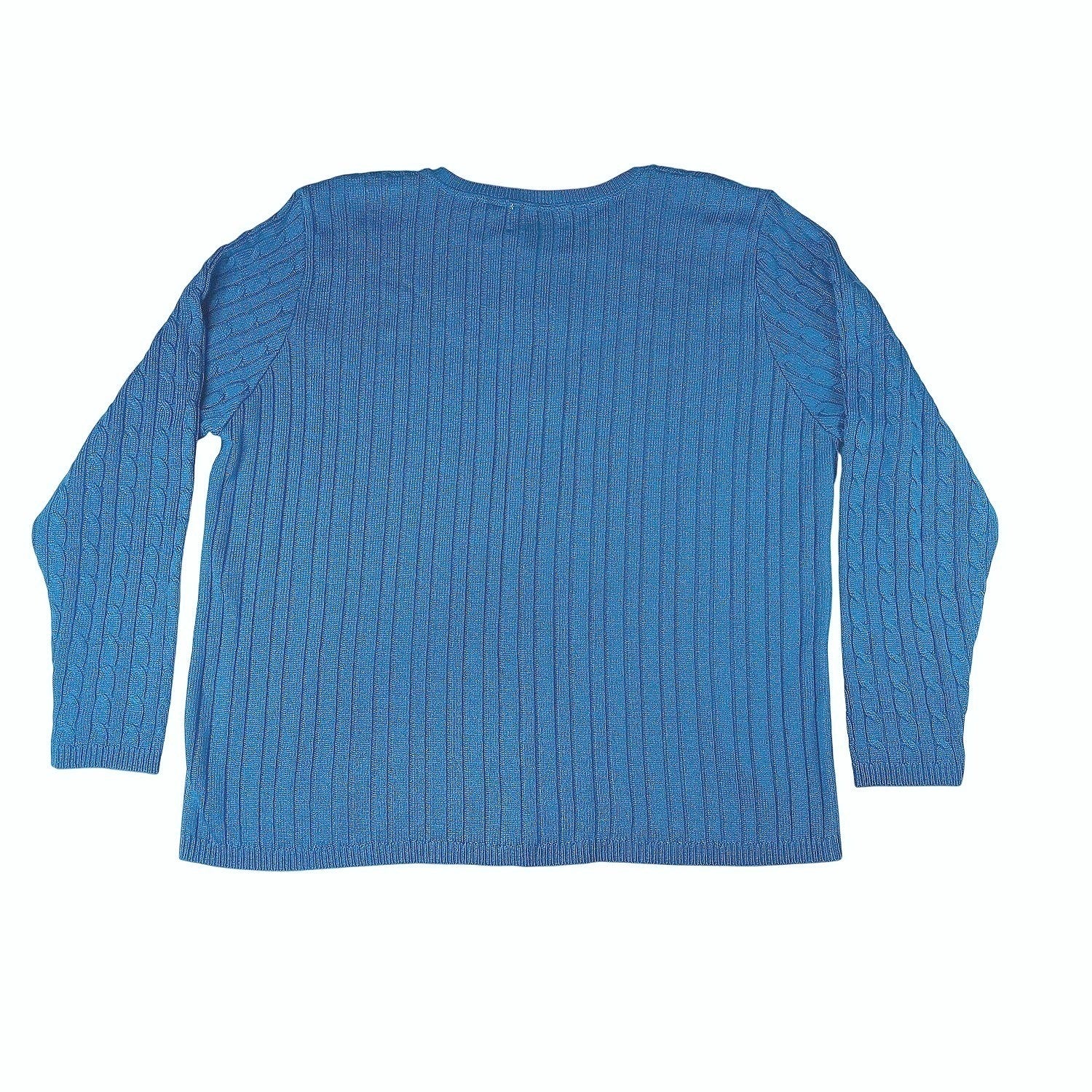 Alfred Dunner Teal Blue Cable Knit Cardigan Sweater Women's XL Button Front