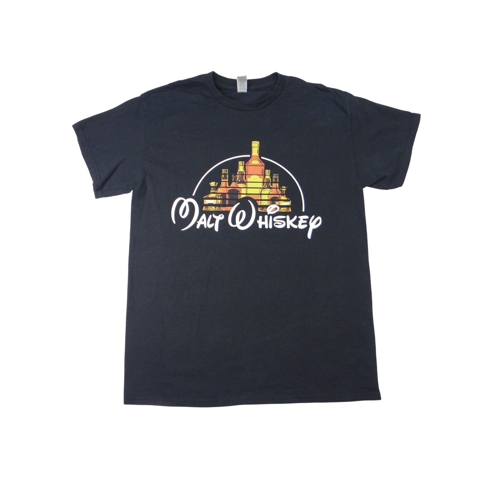 Gildan Heavy Cotton Black Malt Whiskey Graphic T-Shirt Men's Medium