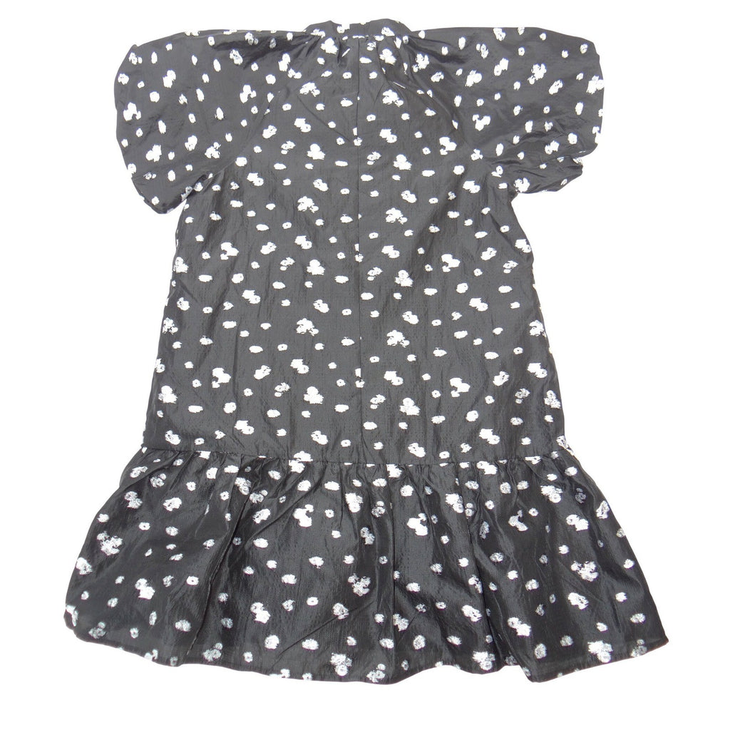 NWT-THML Womens Black Silver Metallic Embroidery Tiered Mini Dress WCT1865-BK