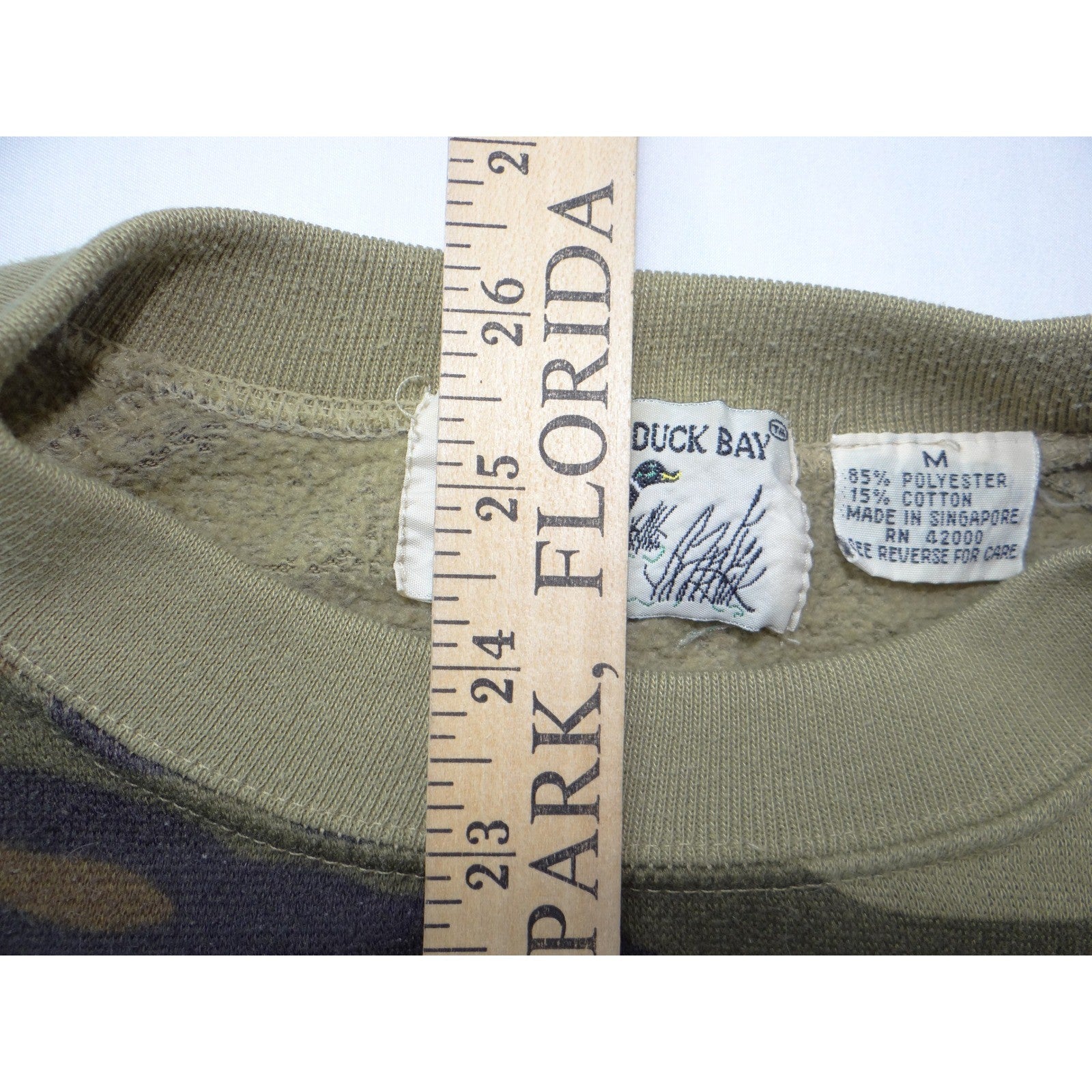 Vintage Duck Bay Camouflage Raglan Crewneck Sweatshirt Mens Medium Green Brown