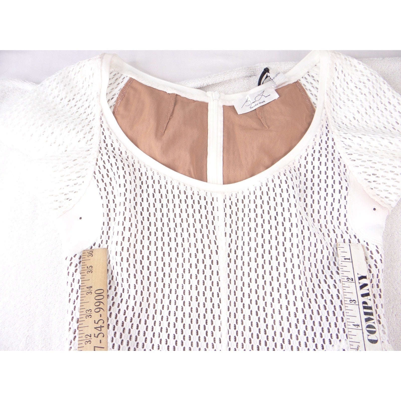 NWT-Byron Lars Beauty Mark White Mesh Honeycomb Fit and Flare Dress Size 6