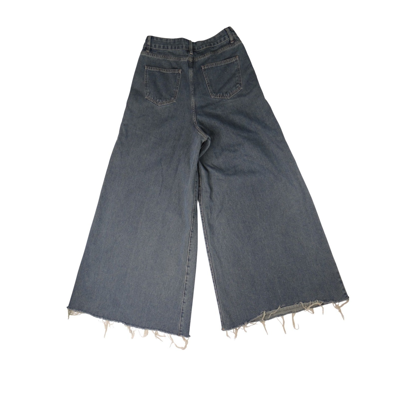 Y2K inspired Extreme Wide Leg Denim Jeans Cropped Raw Hem On Trend