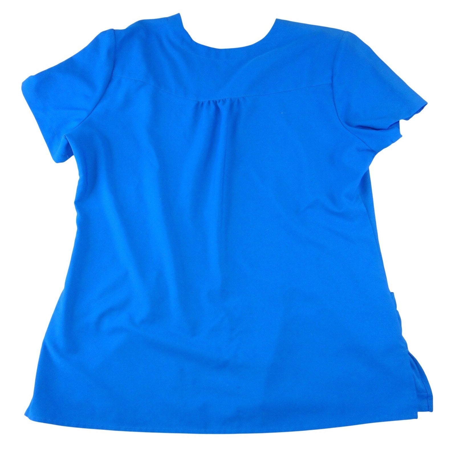 Oasis Womens Royal Blue V-Neck Scrub Top Short Sleeve Pockets Size Large