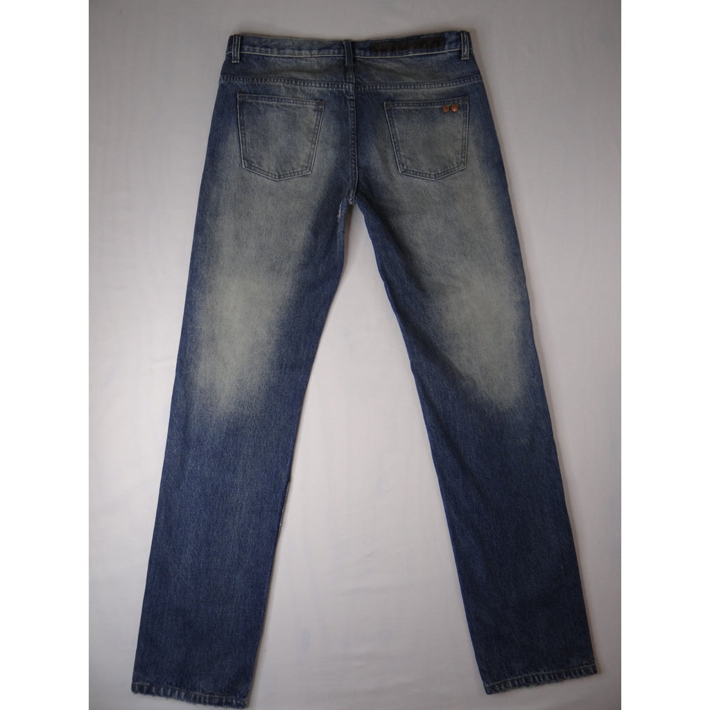Marc Jacobs Men's Distressed Blue Denim Jeans Button Fly Straight Leg Size 36