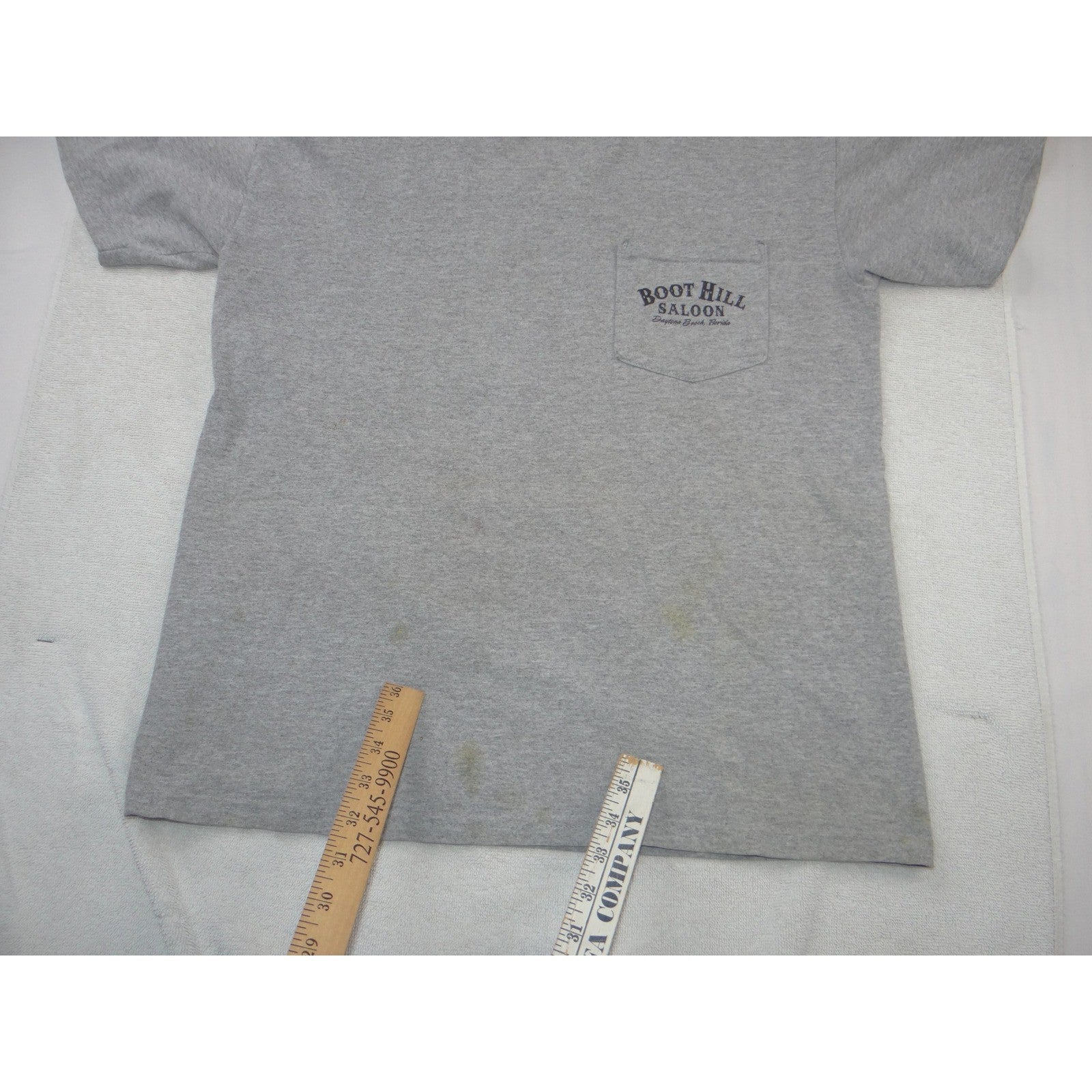 Vintage Boot Hill Saloon Daytona Beach Florida Pocket T-Shirt Mens Medium Gray