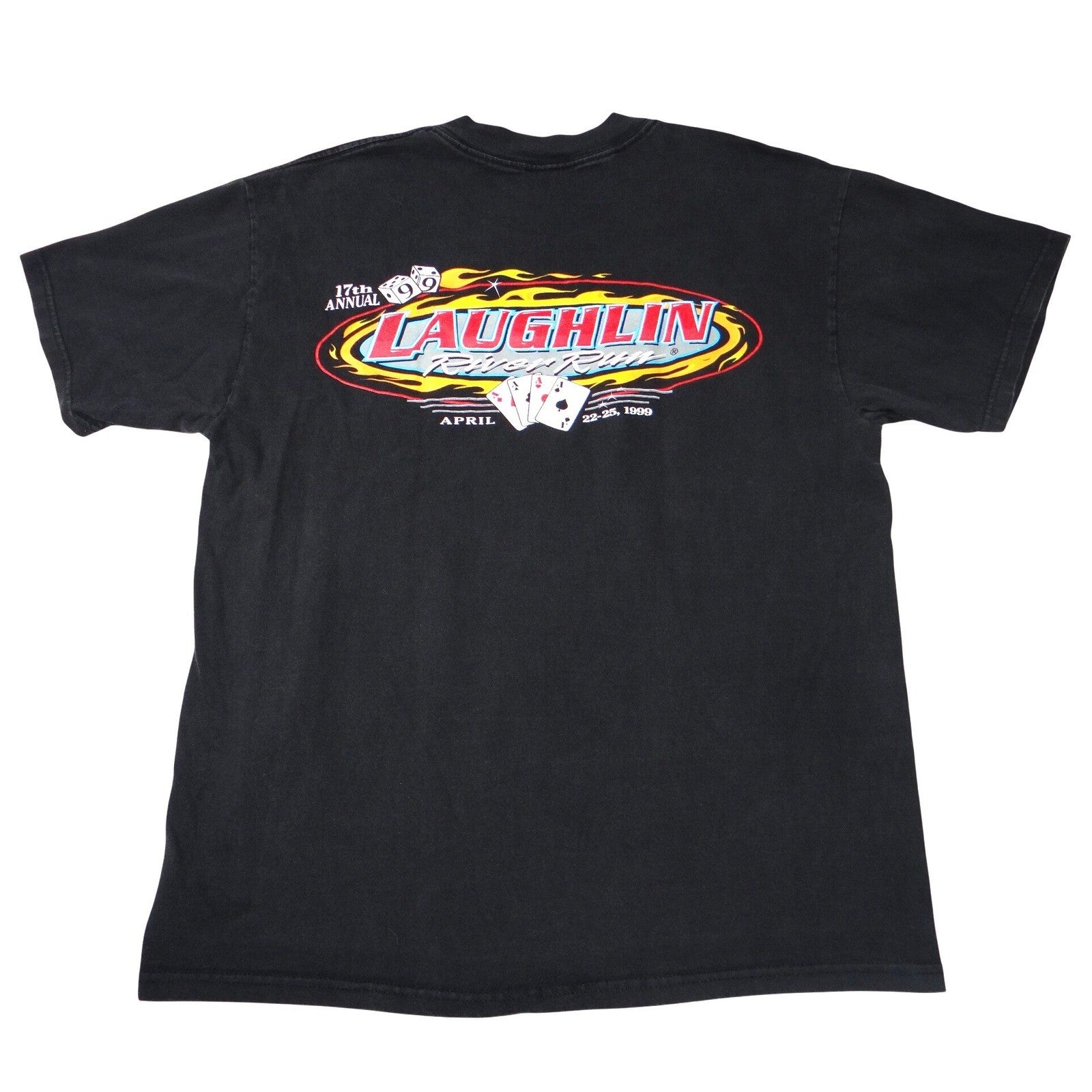 Vintage 1999 Laughlin River Run Biker T-Shirt Mens Large Black Hanes 90s Rally