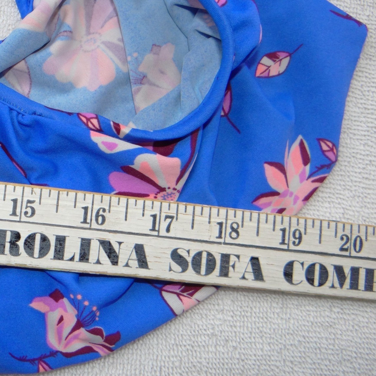 Womens Blue Floral Ruffle Off the Shoulder Underwire Bikini Top Large