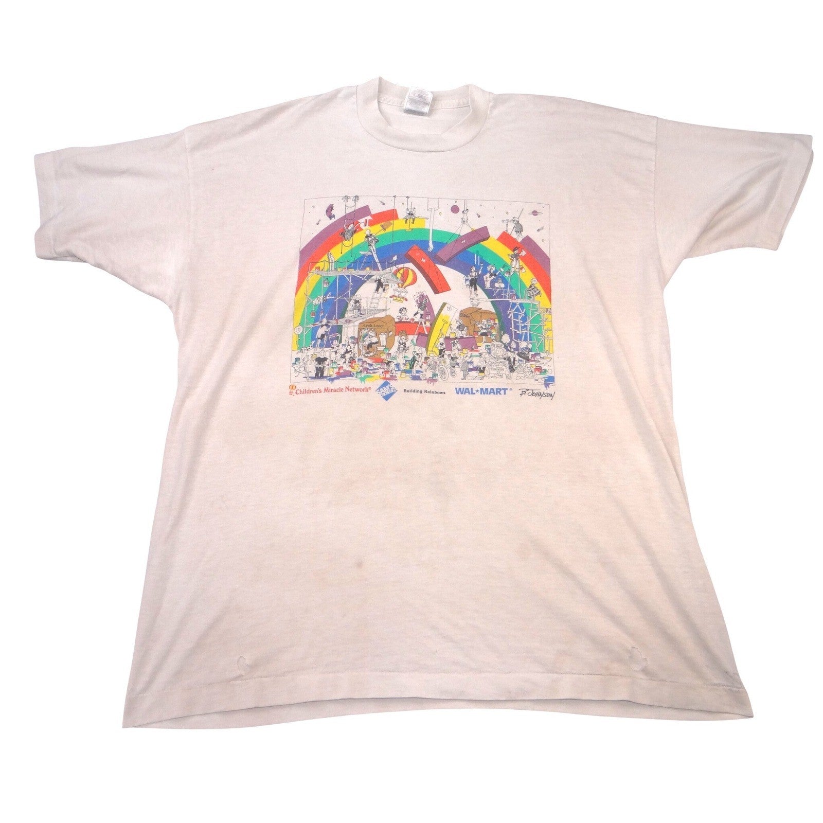 Vintage Children's Miracle Network Rainbow T-Shirt Walmart B Johnson Mens XXL