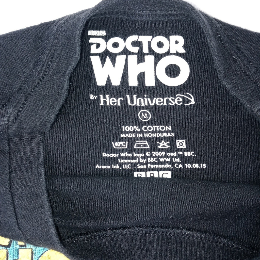 Her Universe Doctor Who Comic Collage T Shirt Mens Medium Black BBC Licensed