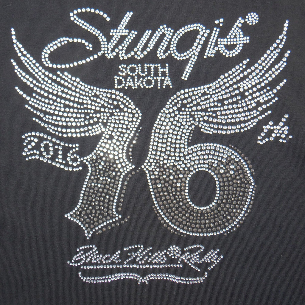 Biker Clothing Sturgis 76th Rally 2016 Rhinestone Tank Top Black XL Womens