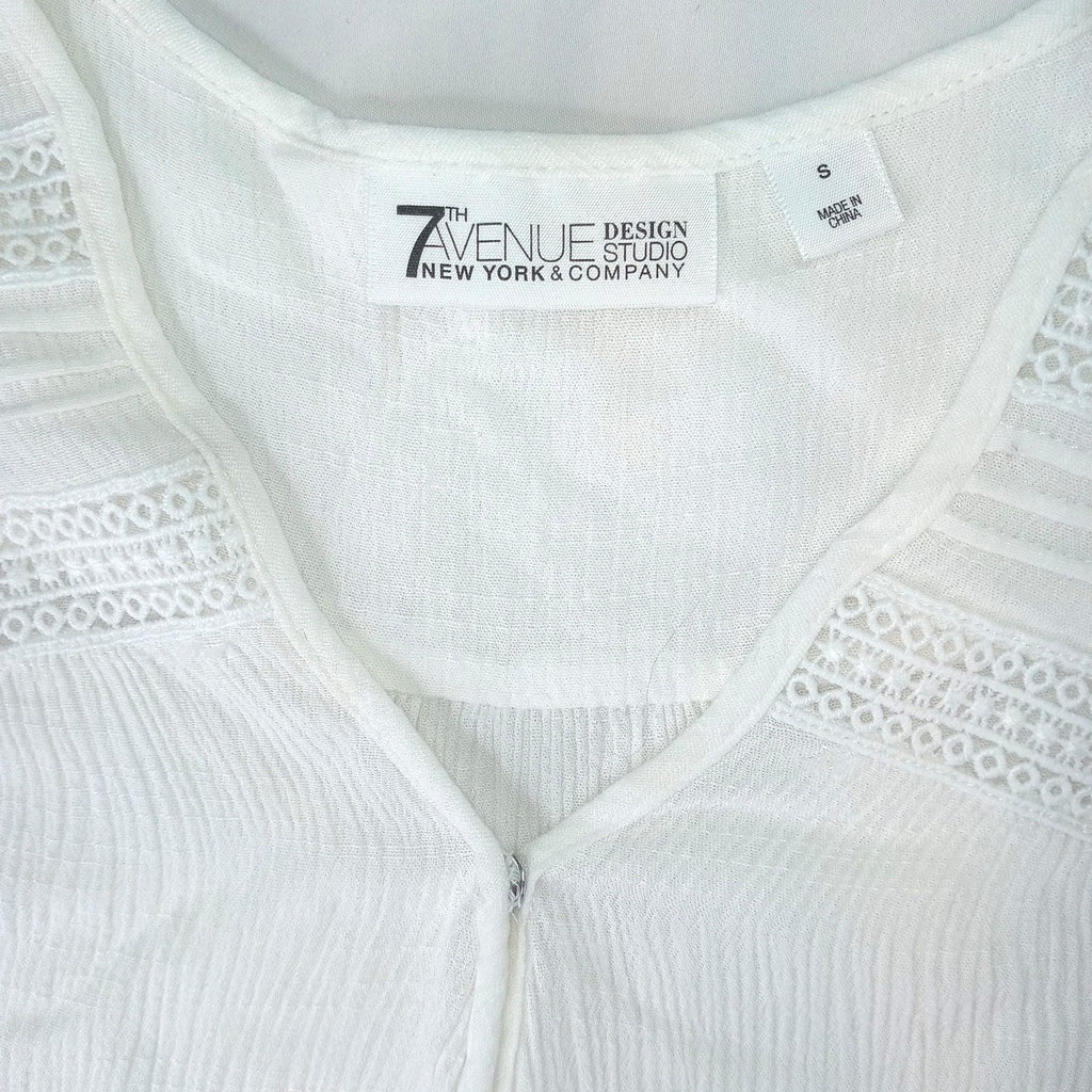 7th Avenue Design Studio New York Company White V Neck Flutter Sleeve top Size S