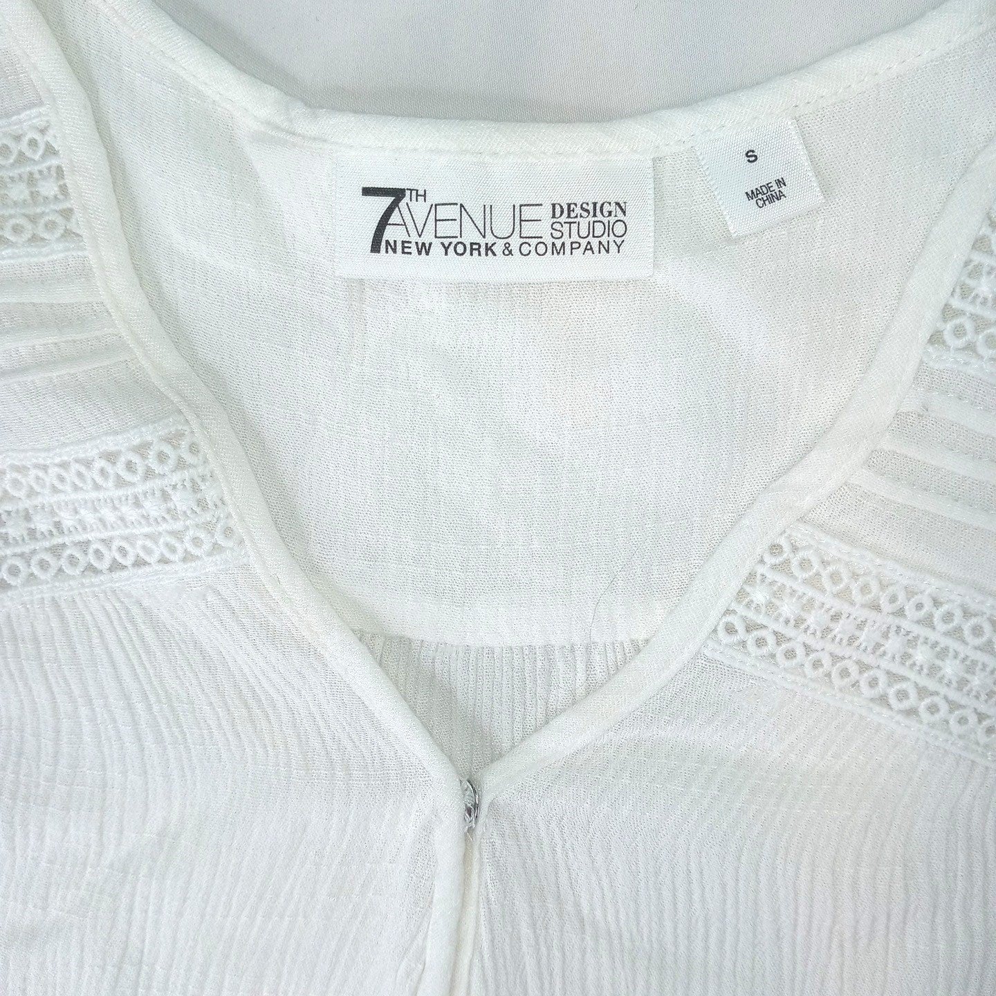 7th Avenue Design Studio New York Company White V Neck Flutter Sleeve top Size S