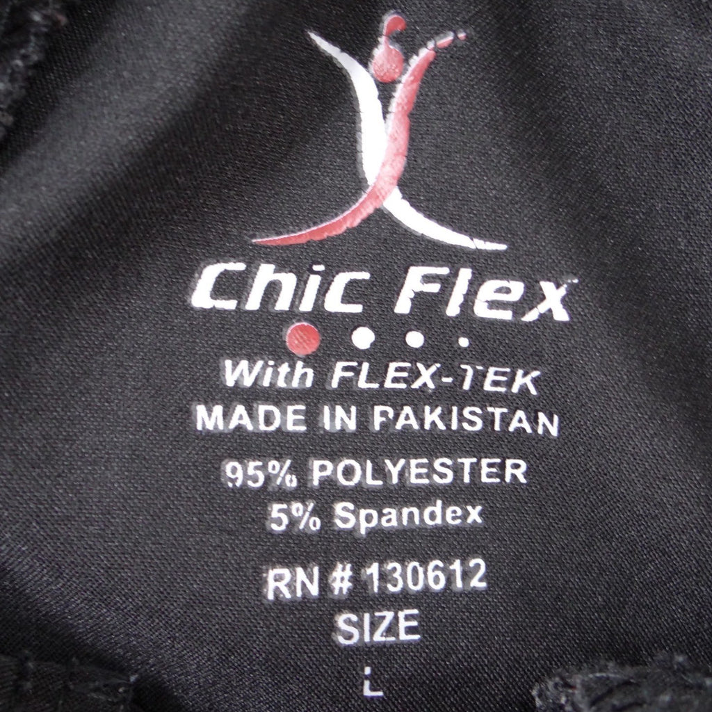 Chic Flex Women Black Scrub Pants Flex-Tek Stretch Drawstring Medical Size L