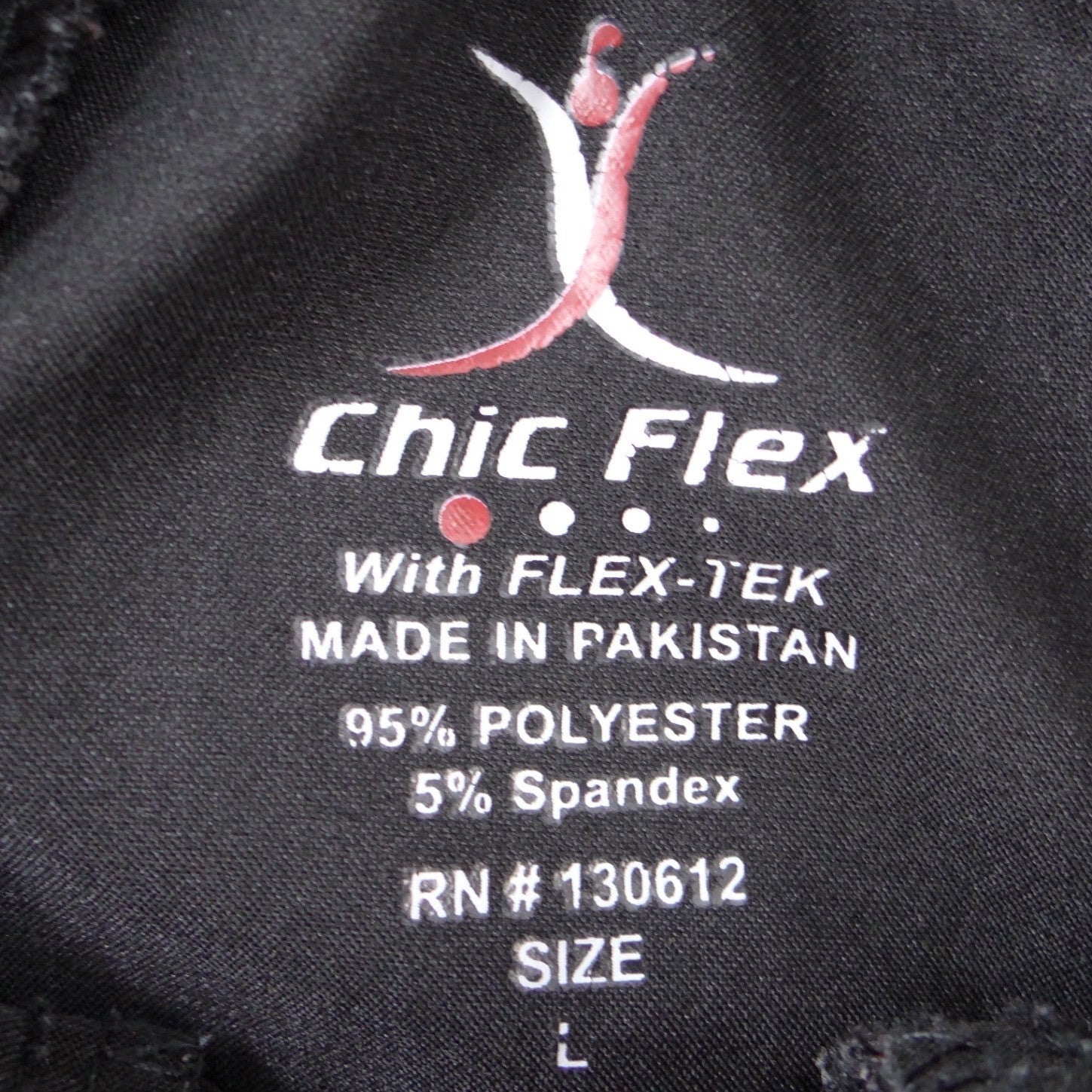 Chic Flex Women Black Scrub Pants Flex-Tek Stretch Drawstring Medical Size L