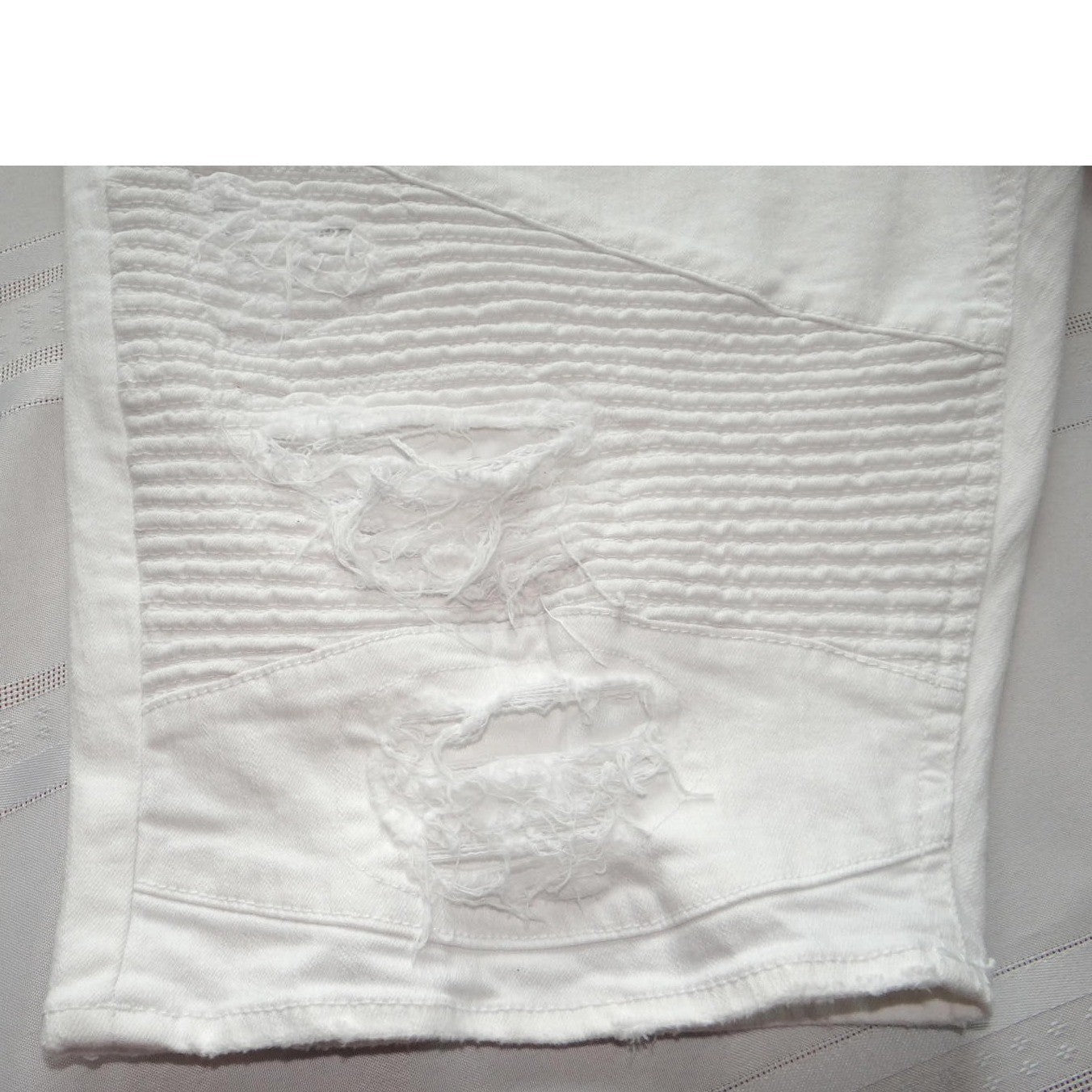 Men's White Distressed Denim Shorts