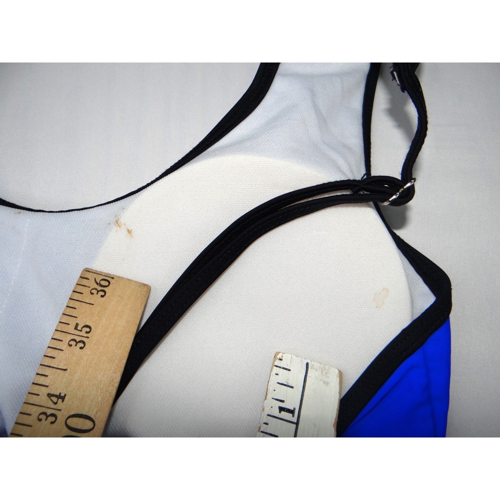 Blue Cage Cutout One Piece Swimsuit Strappy Monokini Black Trim Large