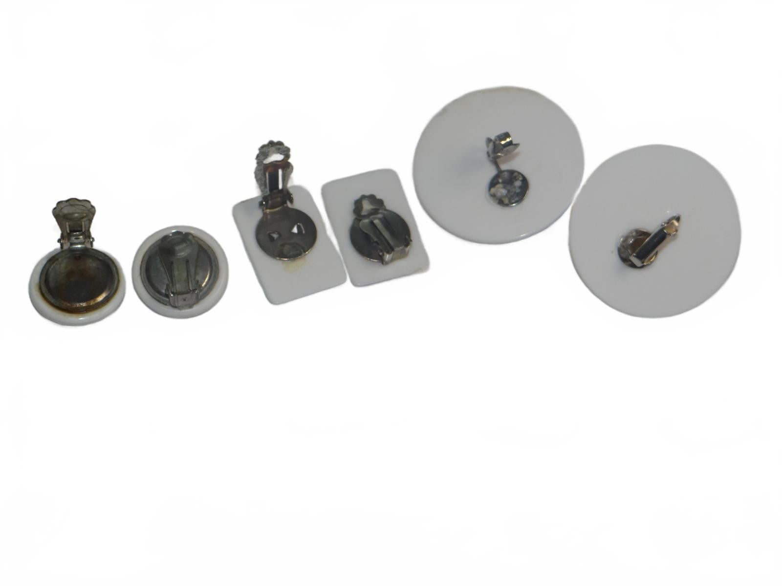 Set of Vintage White Clip-On Earrings lot 5