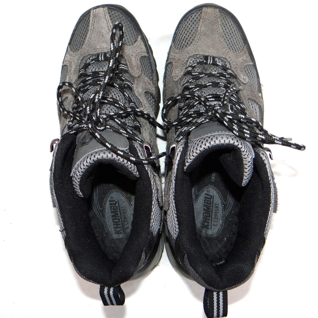 Khombu Mens Hiking Boots Gray Black Lace Up Mid Top Size 8 M