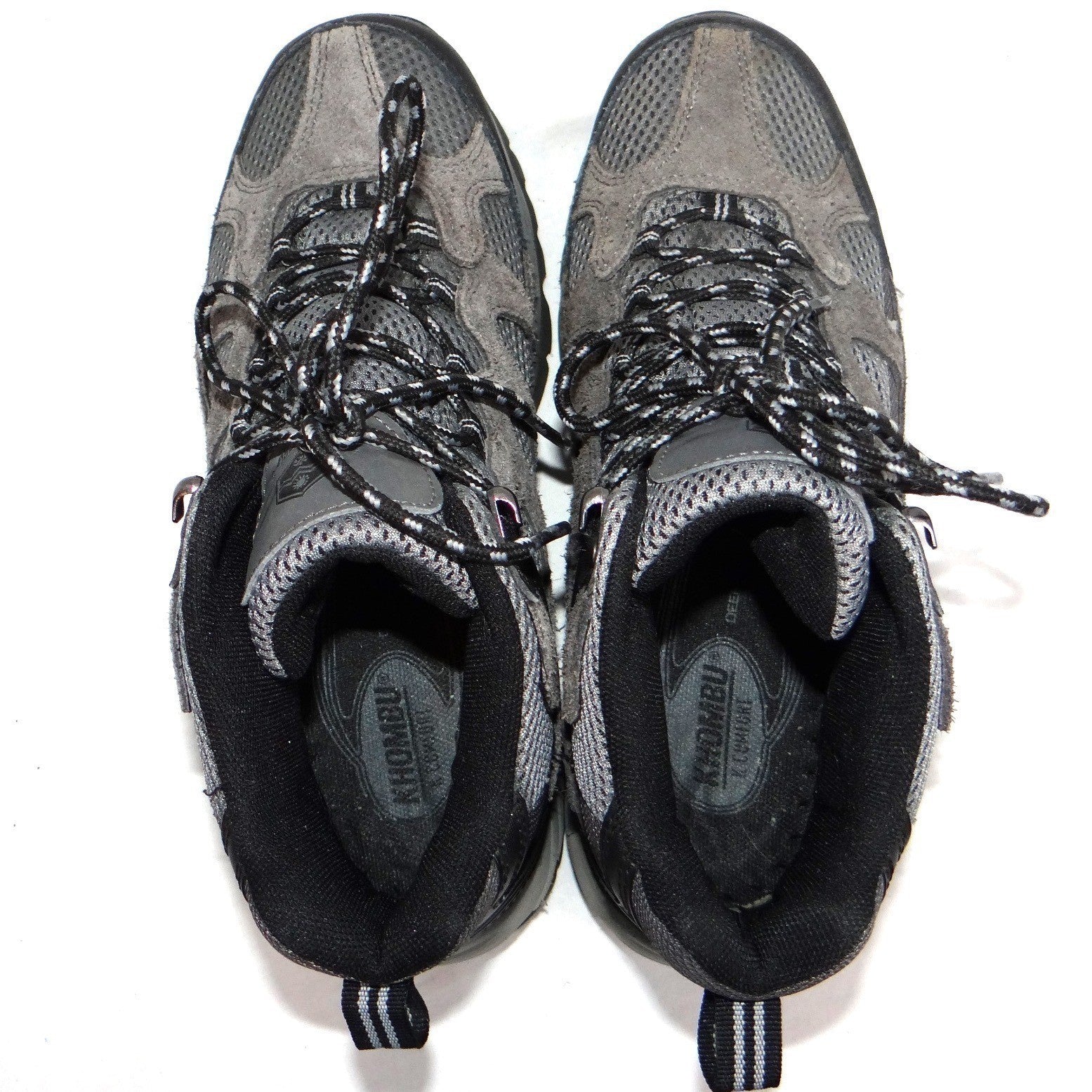 Khombu Mens Hiking Boots Gray Black Lace Up Mid Top Size 8 M