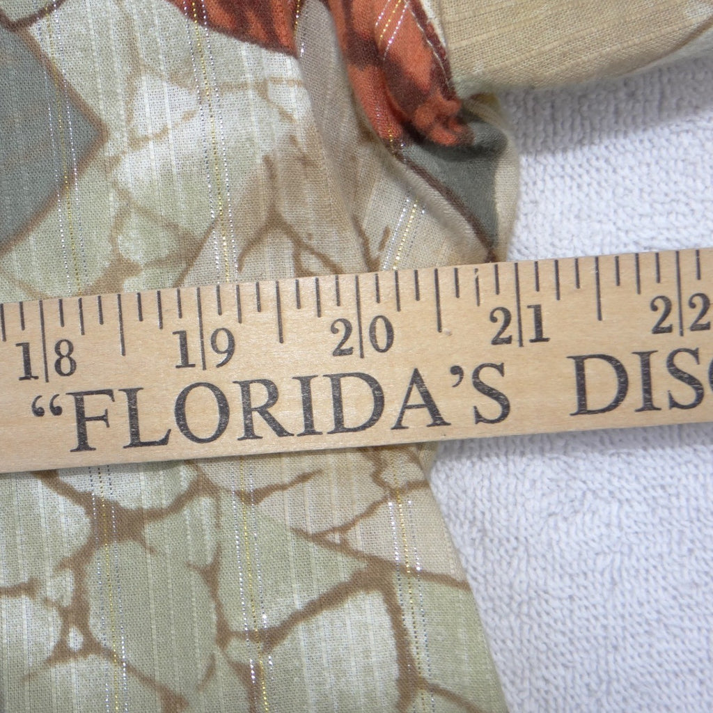 Alfred Dunner Vintage Women Sz 12 Floral Button Front Blouse Metallic Green Rust