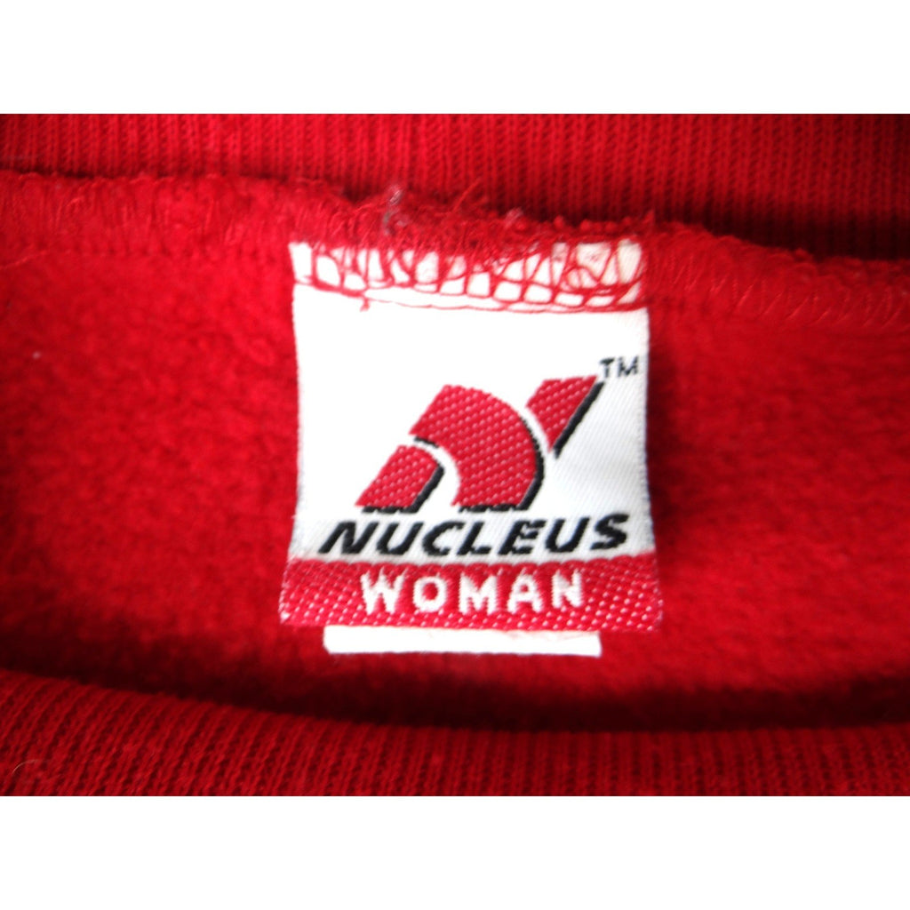 Nucleus Woman Red Christmas Graphic Sweatshirt Santa Nutcracker Snowman Bells