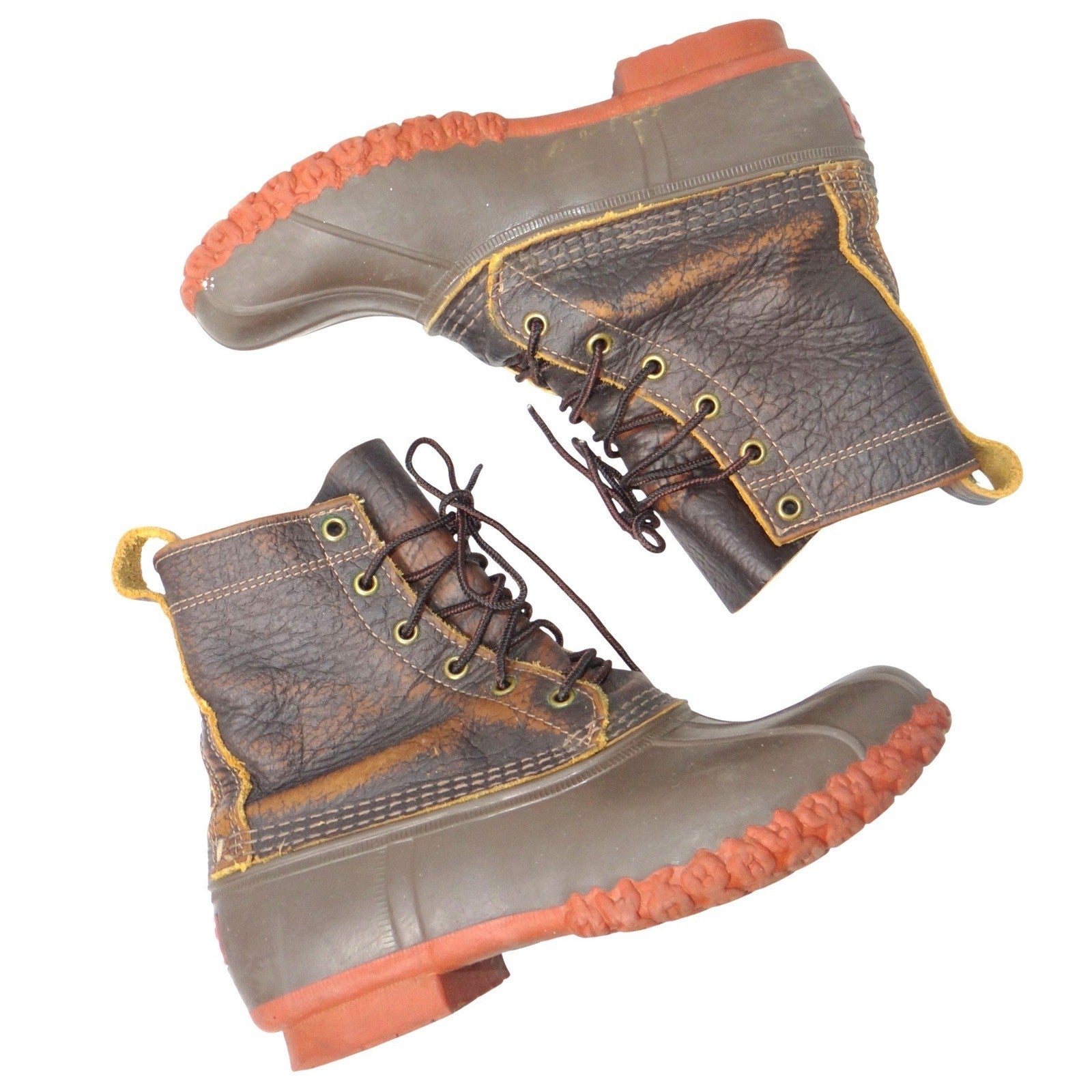LL Bean Boots 6 Inch Bison Leather Duck Boots Brown Women's 9.5 in Made in Maine