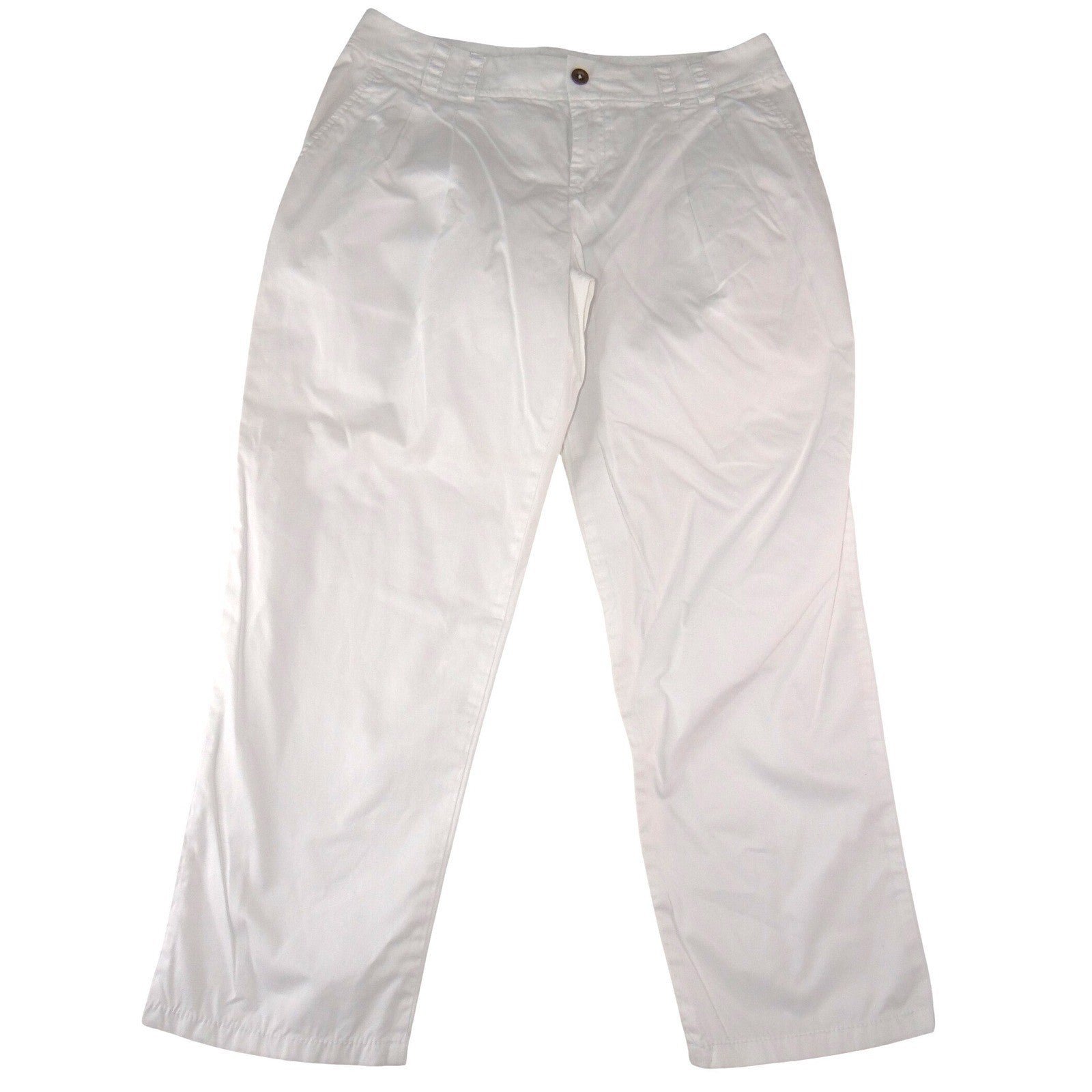 Express White Straight Leg Trousers Womens Size 8 Mid Rise Cotton Blend Pants