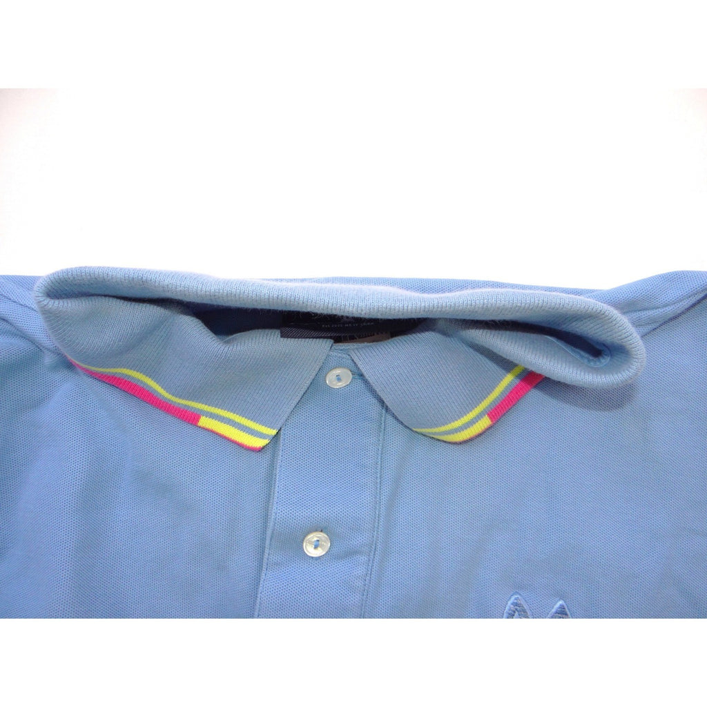 Psycho Bunny Mens Blue Polo Shirt Embroidered Bunny Skull Logo Trim Size 8