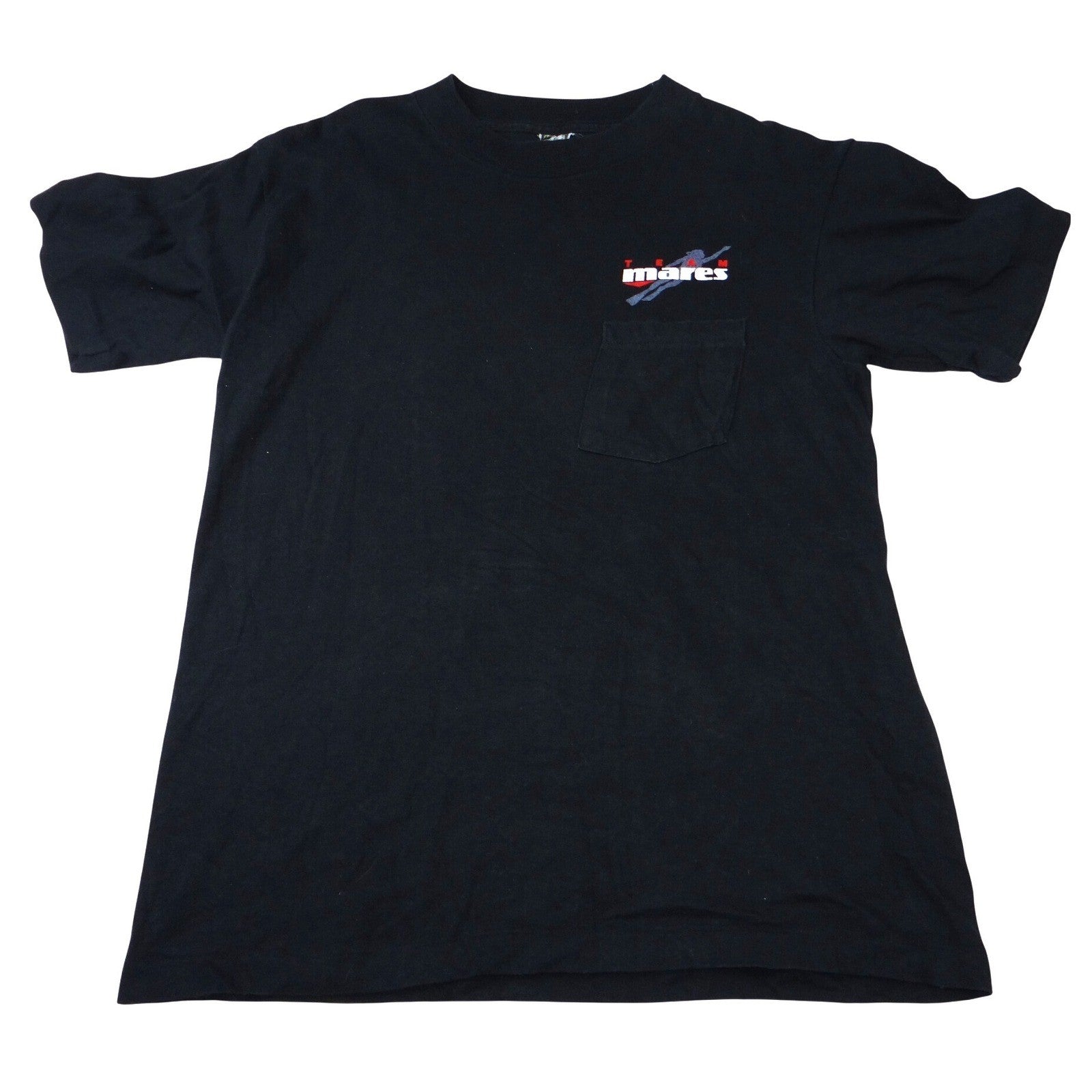 Vintage Mares Team Scuba Diver Graphic TShirt Mens L Black Short Sleeve Pocket