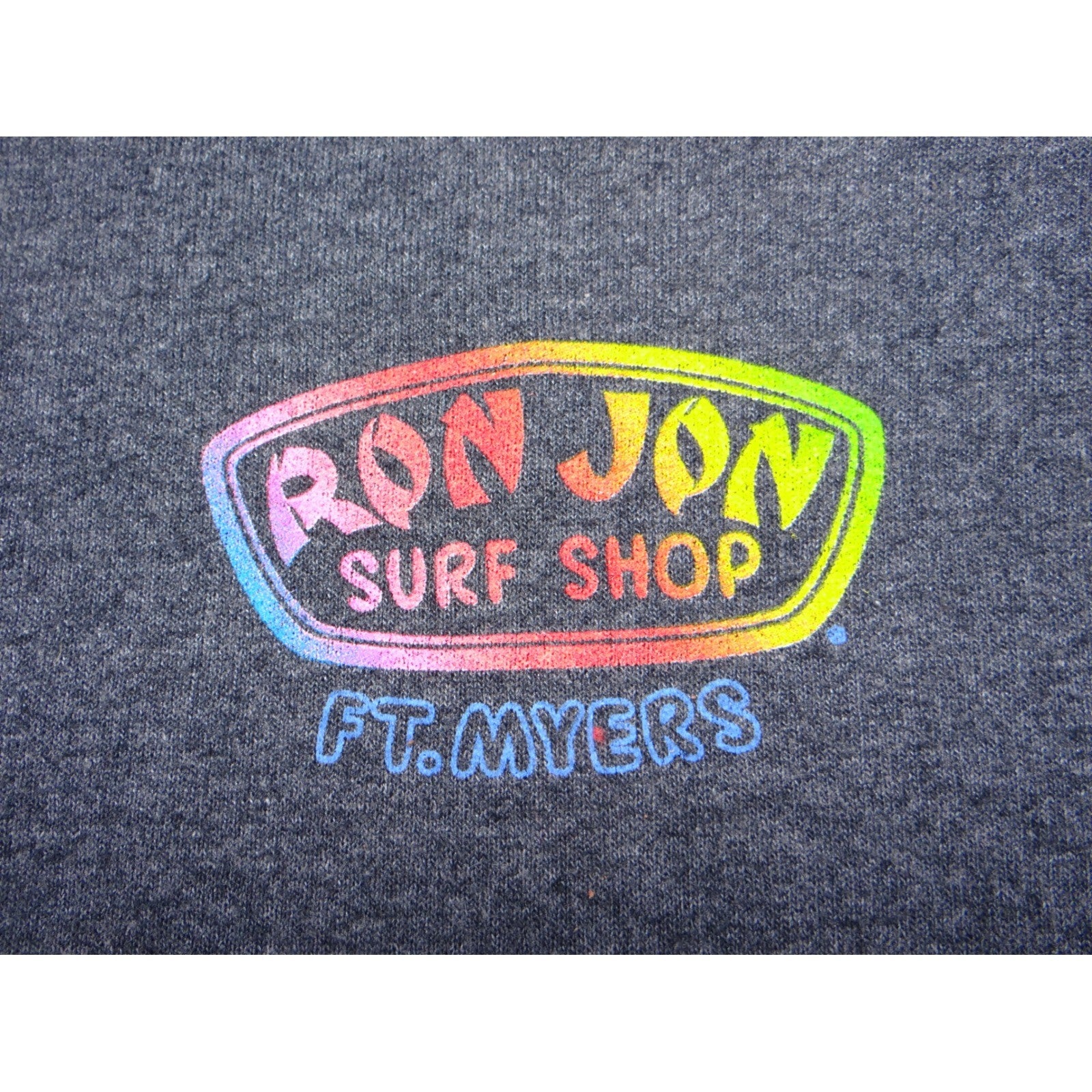Ron Jon Surf Shop Ft Myers Hoodie Gray Pullover Size S Rainbow Logo