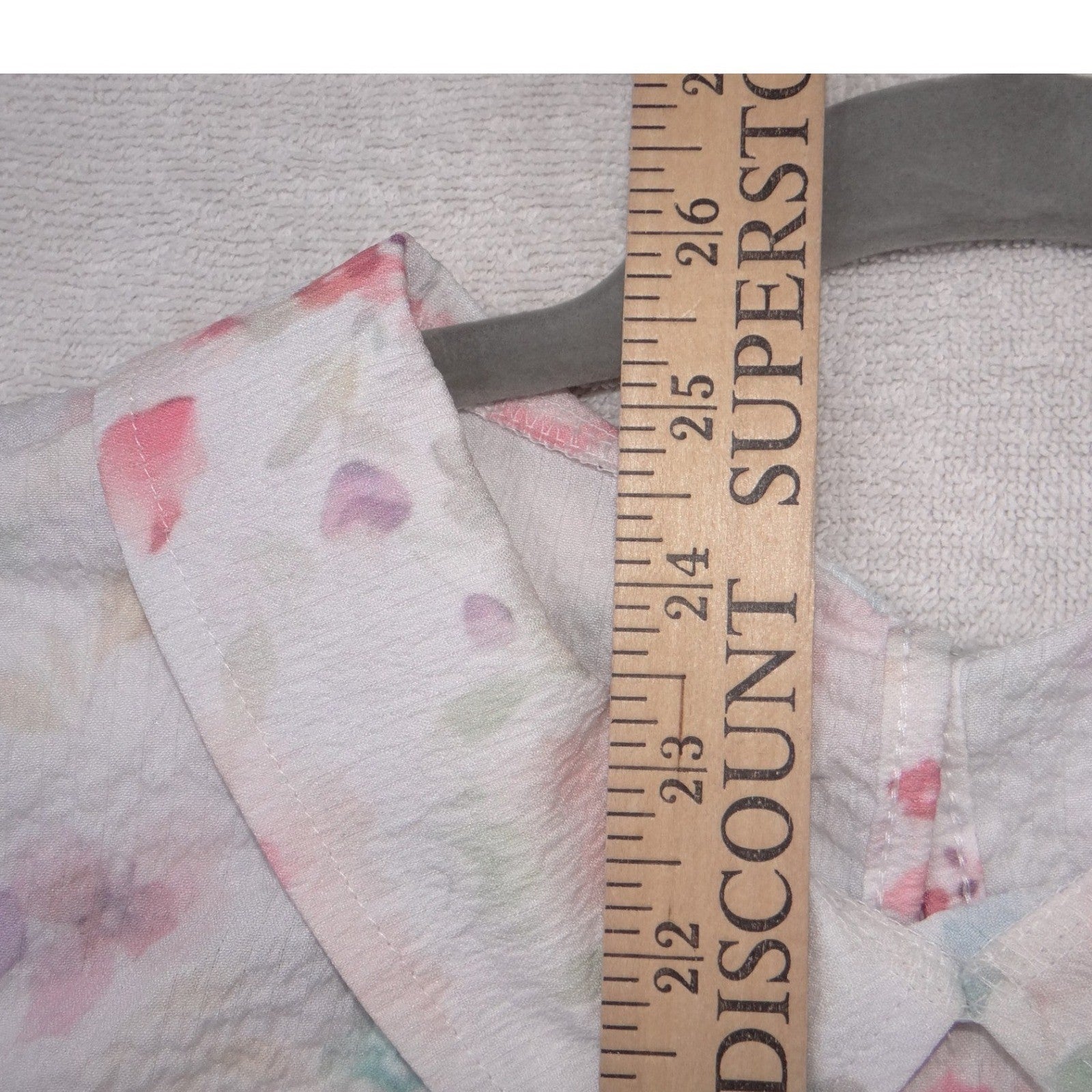 VTG Floral Peter Pan Collar Blouse Short Sleeve Pastel Watercolor Textured Top L