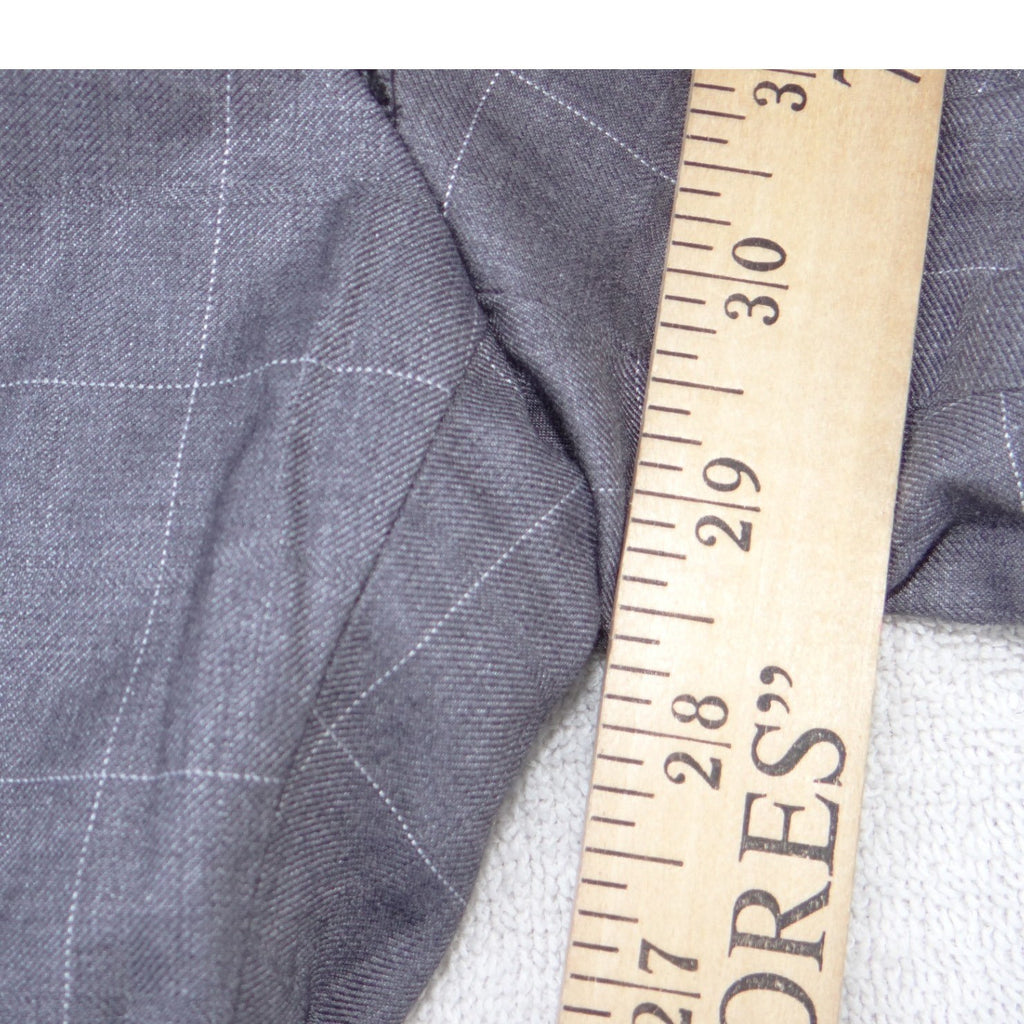Grey Windowpane Plaid Straight Leg Dress Pants S6037 Stretch Trousers Size 38