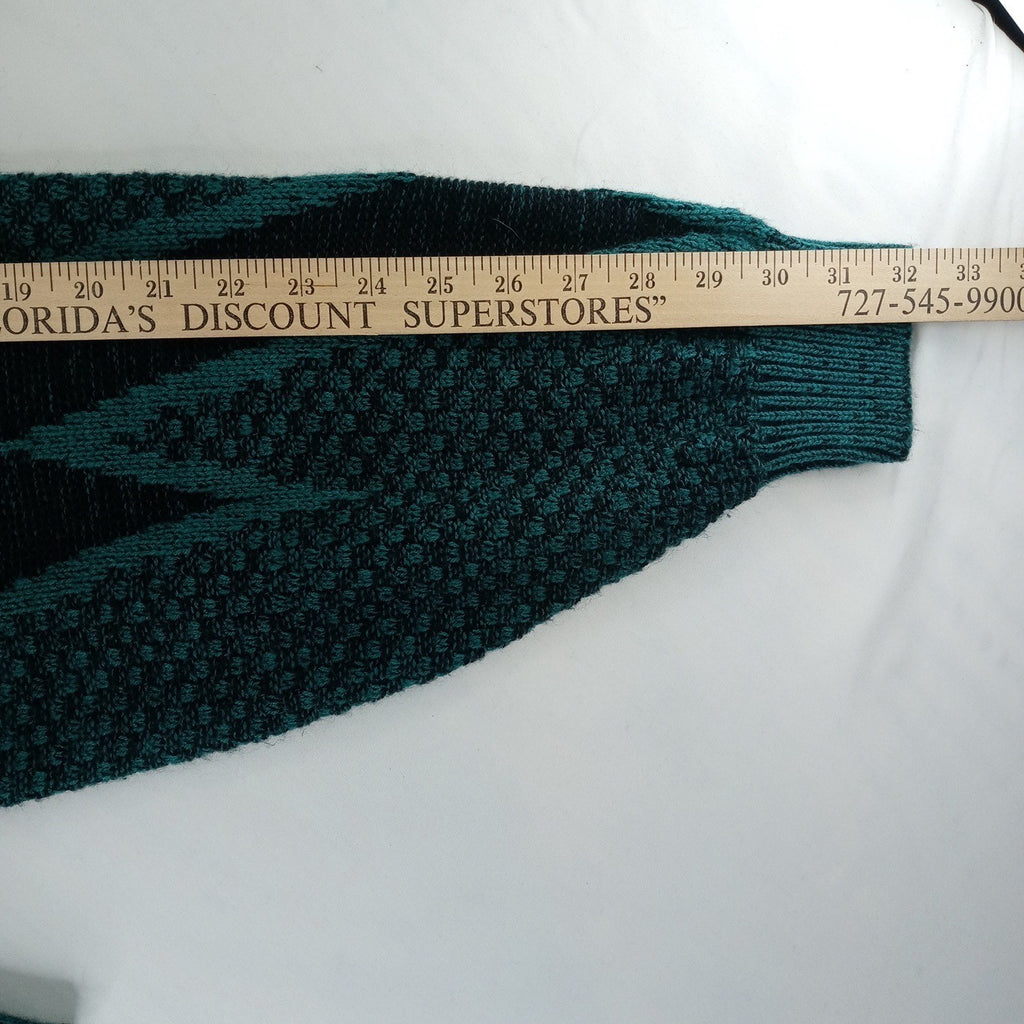 VTG-Saturdays Teal Black Geometric Pattern Knit Sweater Pullover Size M