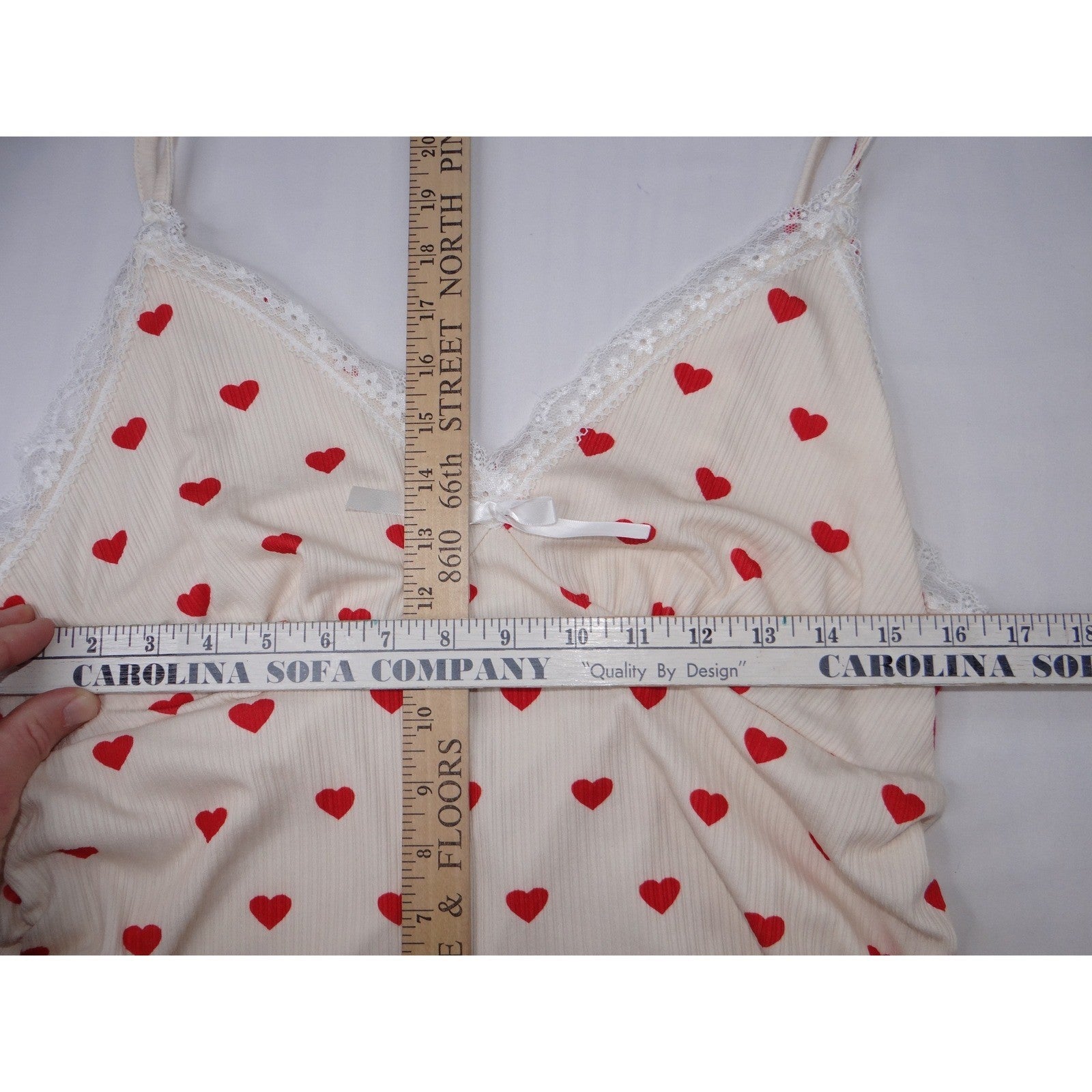 ROMWE Cream Red Heart Ruched Cami Tank Top Size 2XL