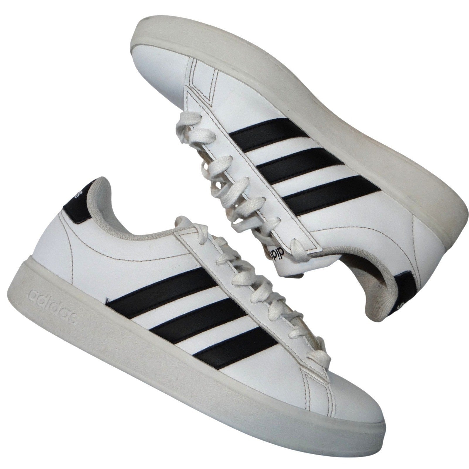 Adidas Grand Court 2.0 Shoes White Black Stripes Low Top Sneakers Mens Size 7
