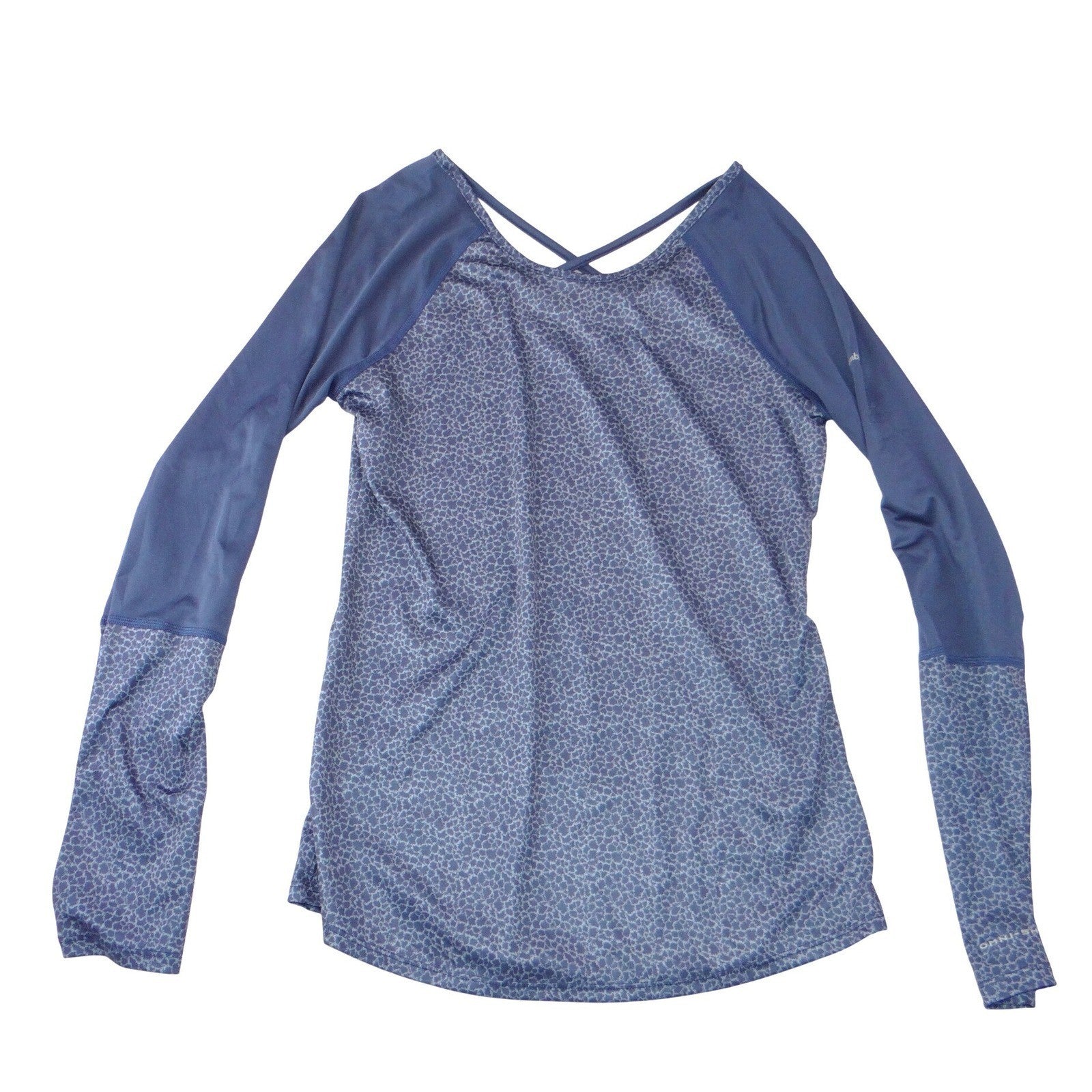 Columbia Womens Navy Blue Pebble Print Strappy Back Long Sleeve Active Top S