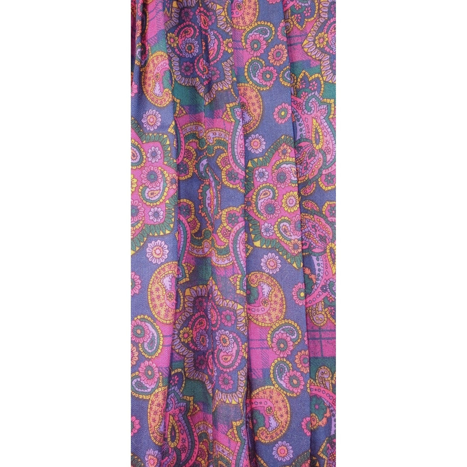 Portraits by Northern Isles Pleated Maxi Skirt Paisley Print Rayon Size 8