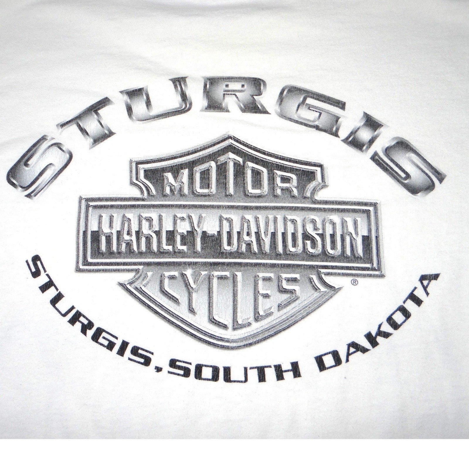 VTG Harley Davidson Sturgis 2001 Black Hills Rally Long Sleeve Tee White Mens L