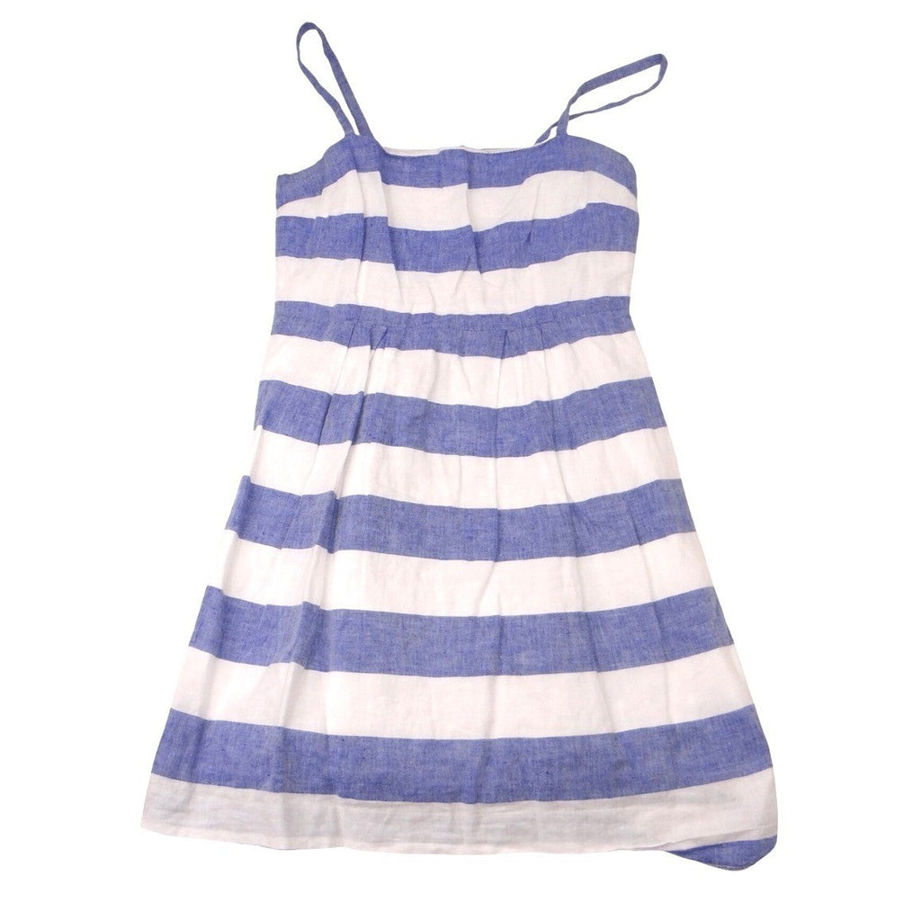 LOFT Petites Blue White Striped Linen Blend Sundress Size 0P