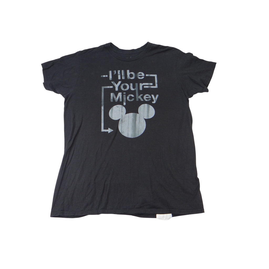 Black Mickey Mouse I'll Be Your Mickey Graphic T Shirt Men's Large Cotton