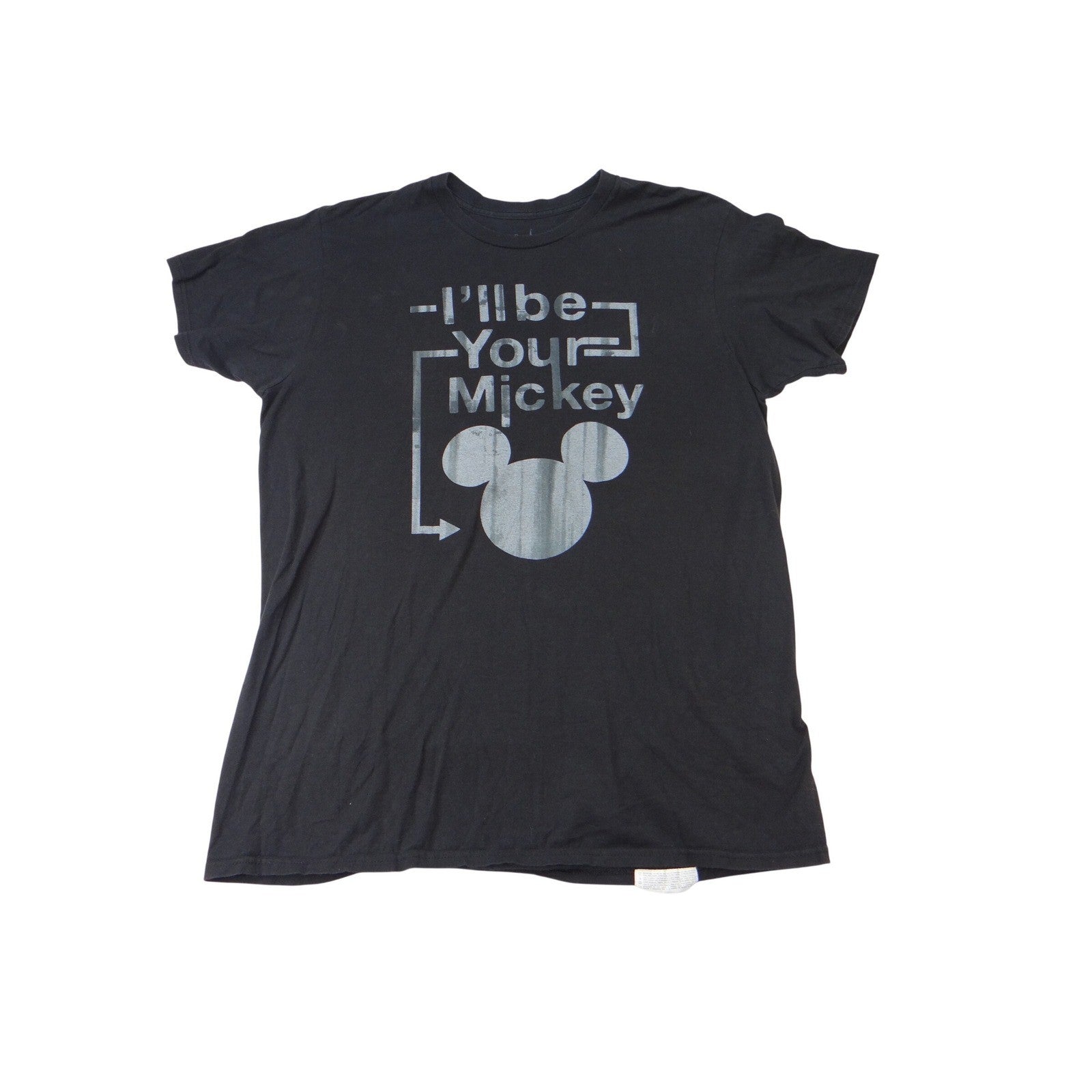 Black Mickey Mouse I'll Be Your Mickey Graphic T Shirt Men's Large Cotton